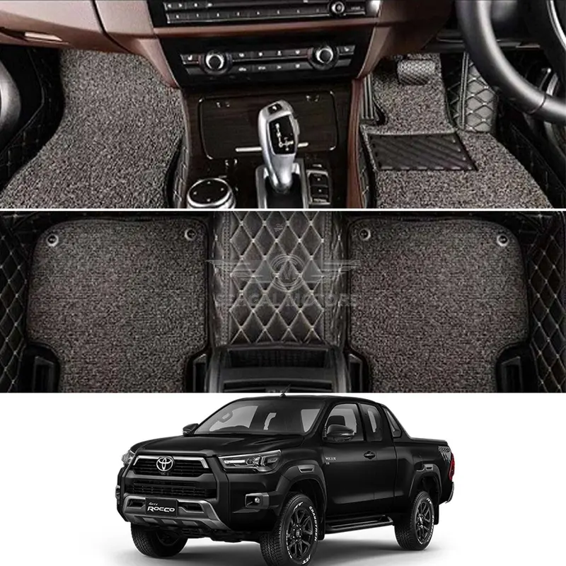 Toyota Hilux Revo (Gr) 9D Floor Mat Black With Red Stitch Model 2017-2021 1