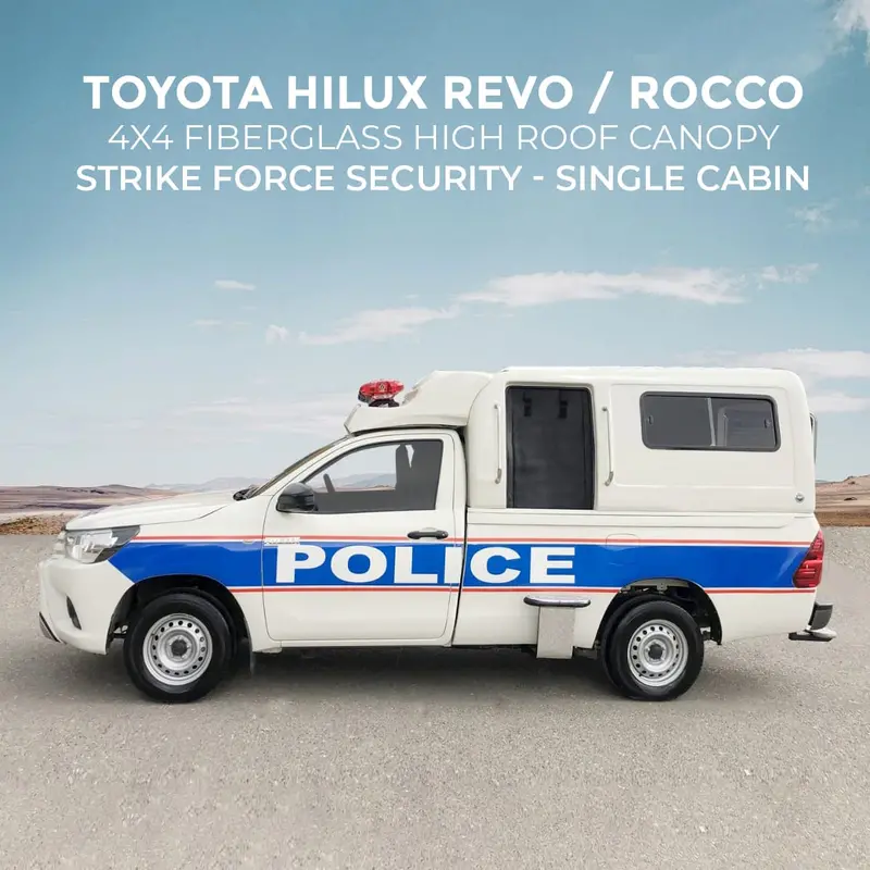 Toyota Hilux Revo / Rocco 4X4 Fiberglass High Roof Canopy Strike Force Security - Single Cabin 1