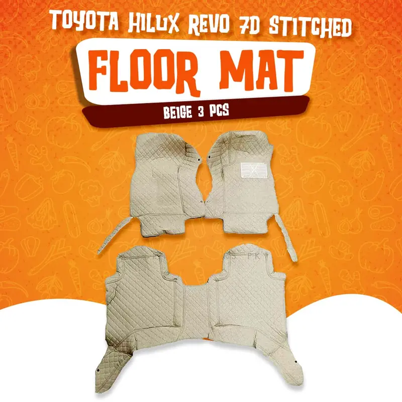 Toyota Hilux Revo/Rocco 7D Floor Mats - Beige - 3 Pcs Set 2016 - 2024 1