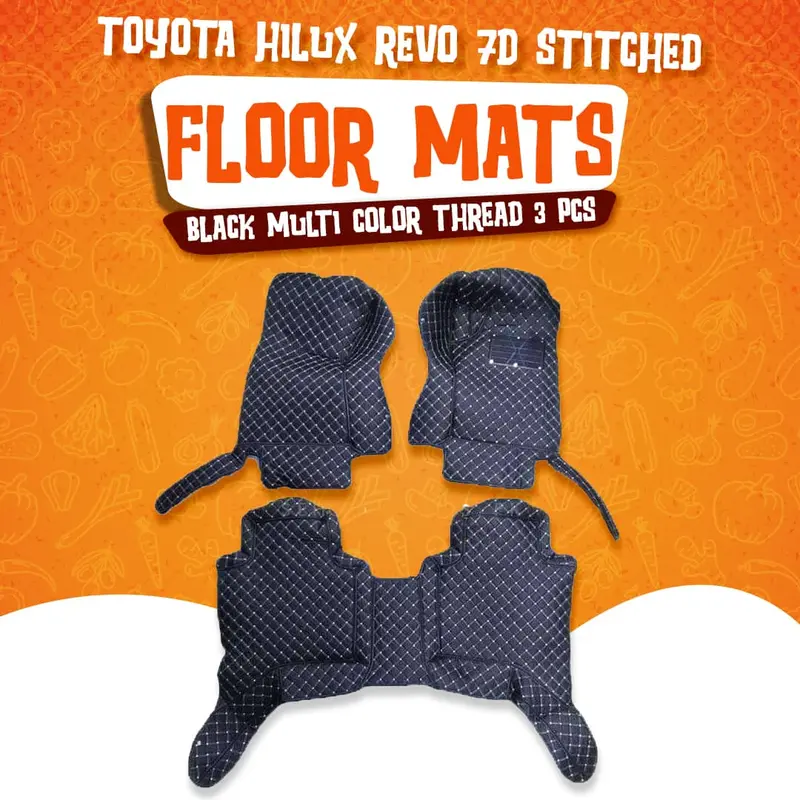 Toyota Hilux Revo/Rocco 7D Floor Mats - Black - 3 Pcs Set 2016-2025 1