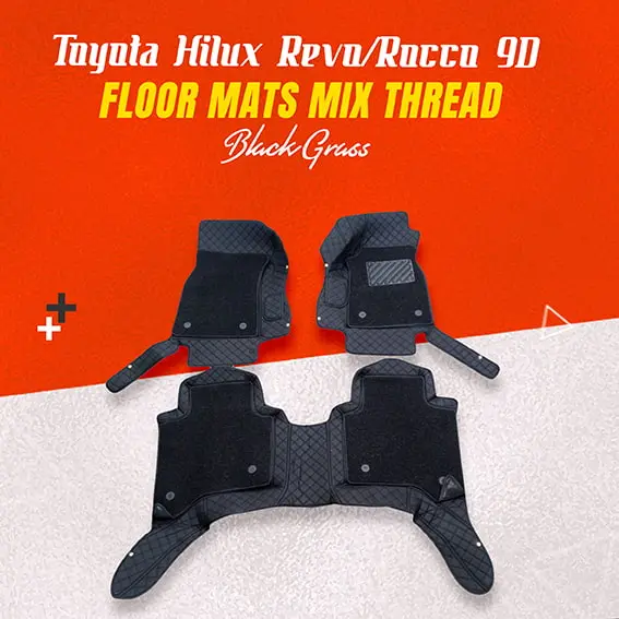 Toyota Hilux Revo/Rocco 9D Floor Mat Mix Thread Black Grass - 3 Pcs 1