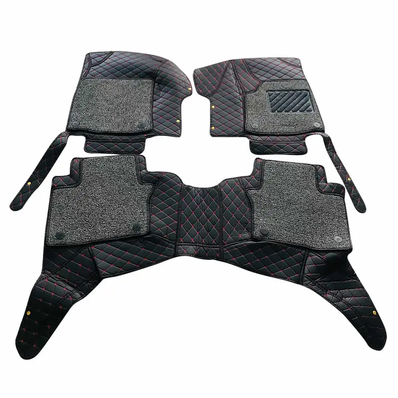 Toyota Hilux Revo/Rocco 9D Floor Mats Mix Thread 3 Pcs - Black With Grey Grass 2
