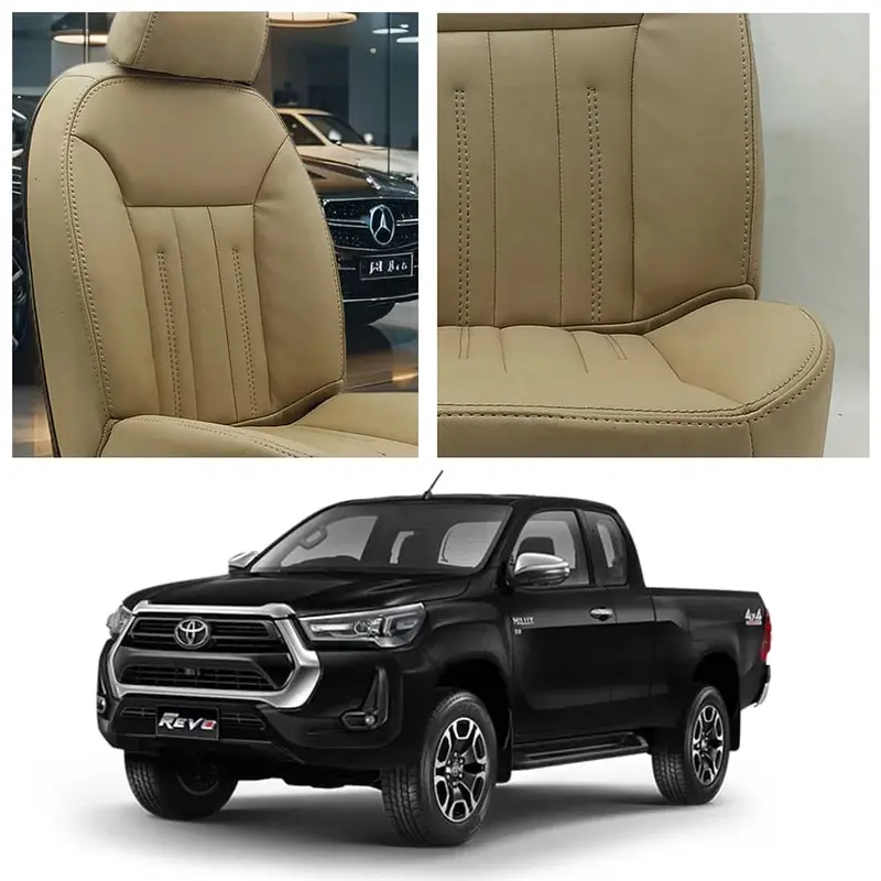 Toyota Hilux Revo/Rocco Audi Design Beige Seat Covers 2016-2025 1