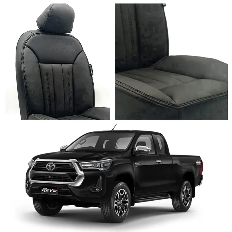 Toyota Hilux Revo/Rocco Audi Design Black Seat Covers 2016-2025 1