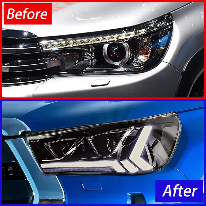 Toyota Hilux Revo/Rocco Audi Style Head Lamps Light Pair 2