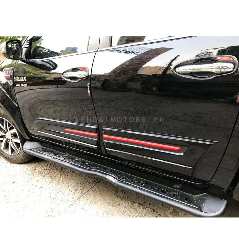 Toyota Hilux Revo/Rocco Body Cladding Thailand Black Unpainted 1
