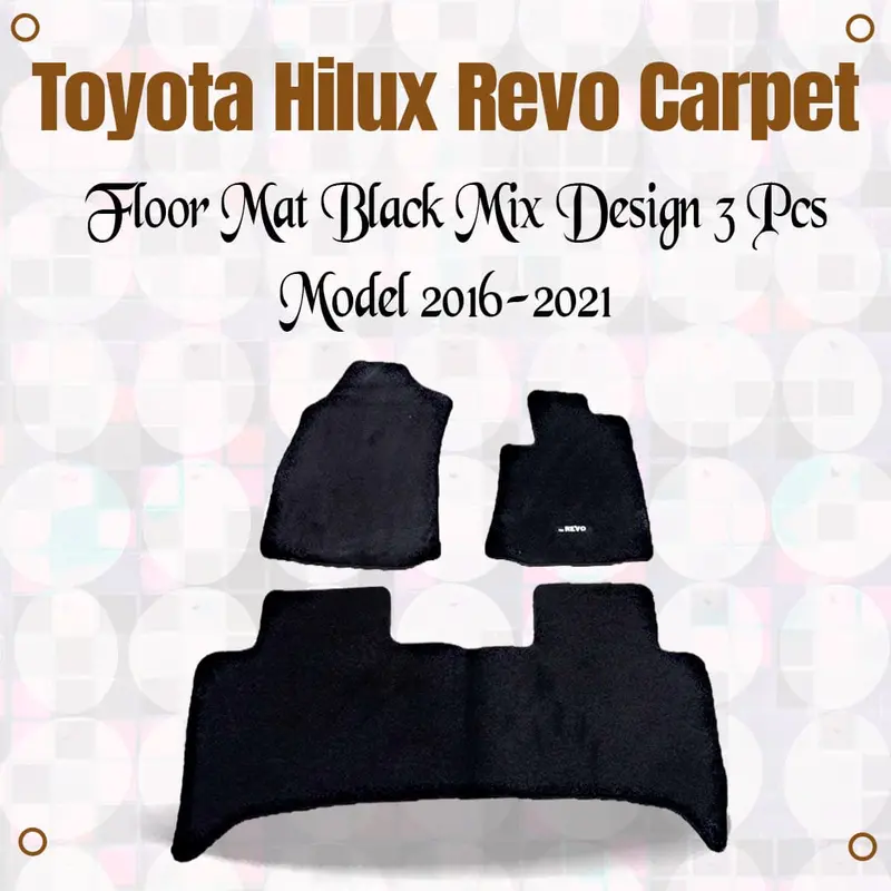Toyota Hilux Revo/Rocco Carpet Floor Mat Black Mix Design 3 Pcs 1