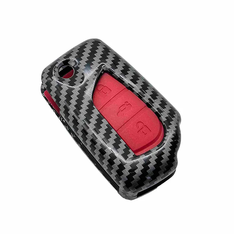 Toyota Hilux Revo/Rocco Corolla Jack Knife Plastic Protection Key Cover Carbon Fiber With Red Pvc 3 Buttons 2