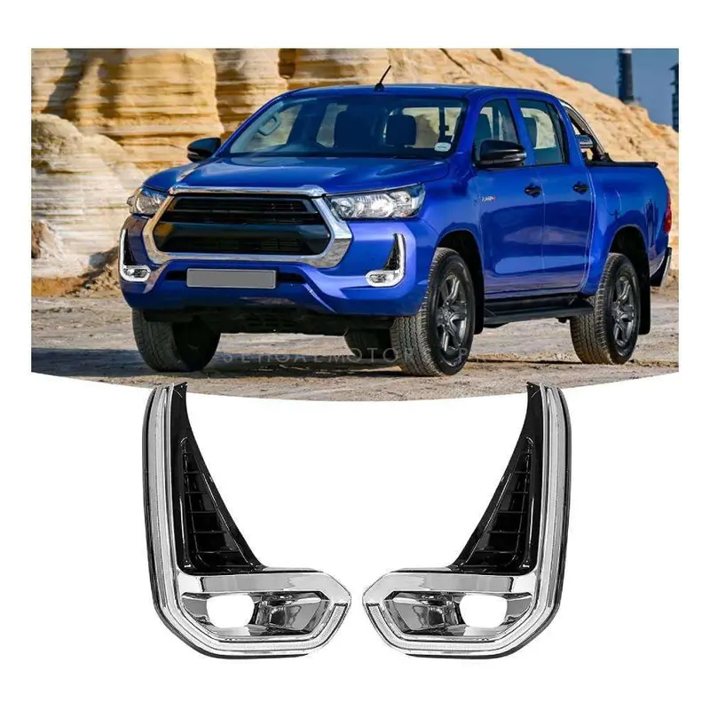Toyota Hilux Revo/Rocco Fog Lamps Light Drl Covers With Chrome 2