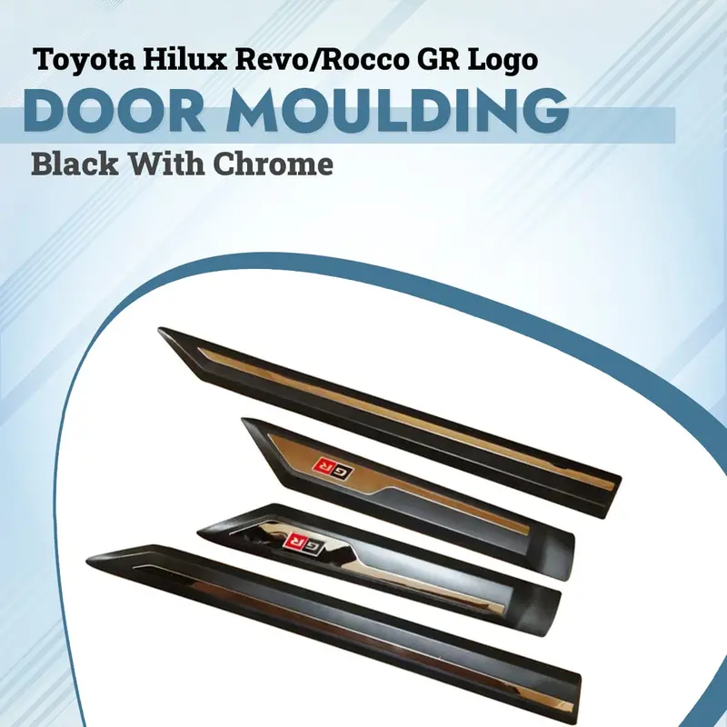 Toyota Hilux Revo/Rocco Gr Logo Door Moulding Black With Chrome 1