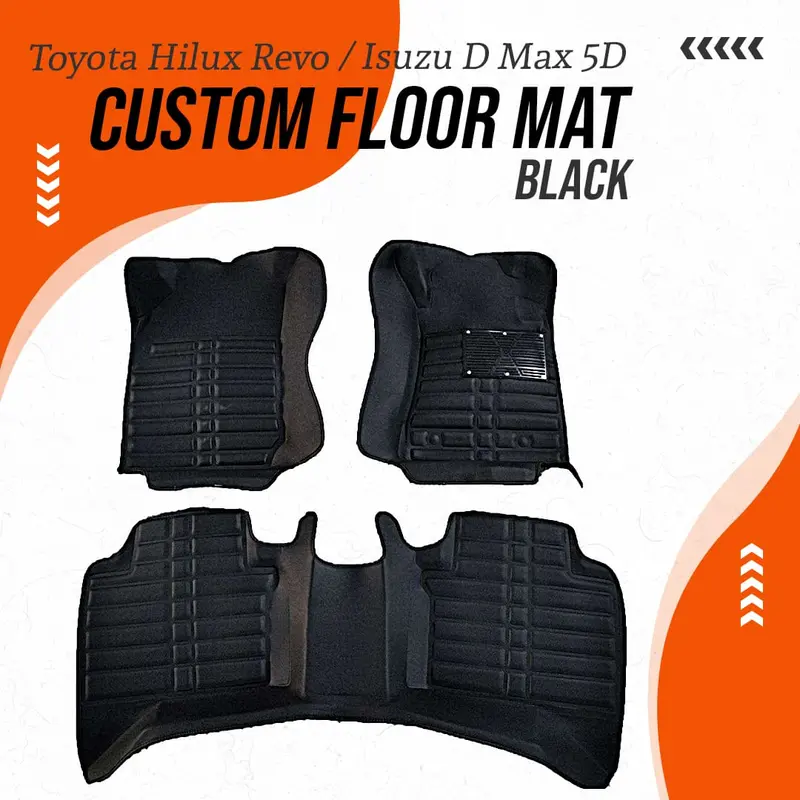 Toyota Hilux Revo/Rocco / Isuzu D Max 5D Custom Floor Mat Black 3Pcs 1