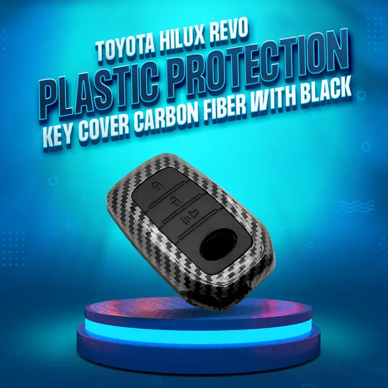 Toyota Hilux Revo/Rocco Plastic Key Cover Pvc 3 Buttons - - Carbon Fiber With Black 1