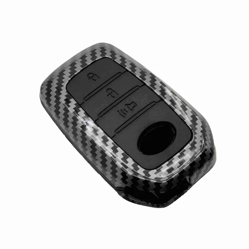 Toyota Hilux Revo/Rocco Plastic Key Cover Pvc 3 Buttons - - Carbon Fiber With Black 2
