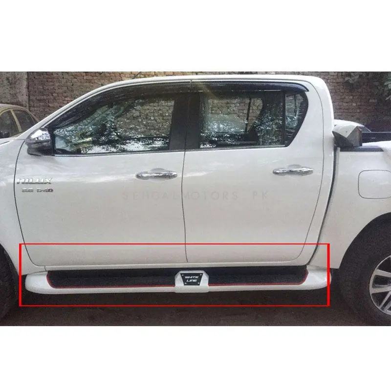 Toyota Hilux Revo/Rocco Side Step Whiteline Fiber White - Foot Rest | Skirts 1