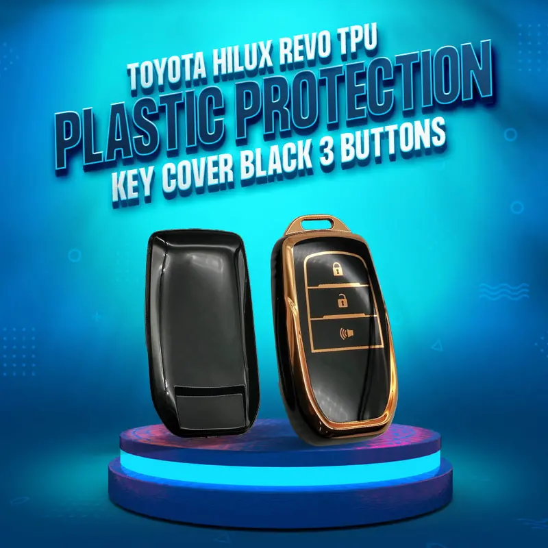 Toyota Hilux Revo/Rocco Tpu Key Cover Black With Golden 3 Buttons 1