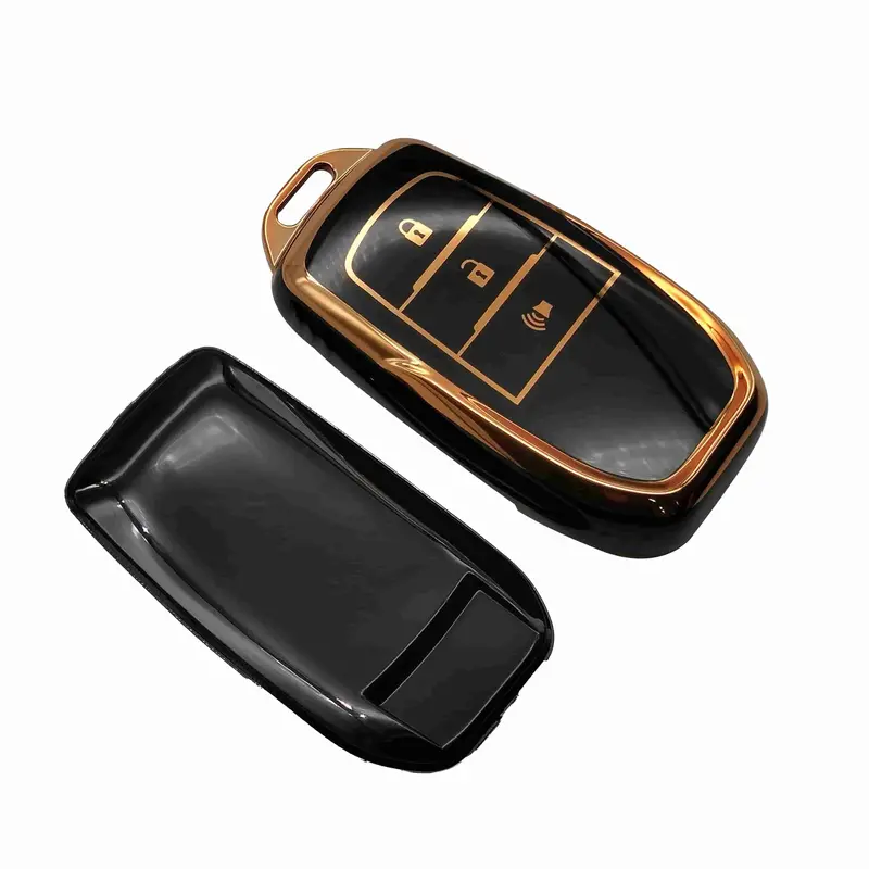 Toyota Hilux Revo/Rocco Tpu Key Cover Black With Golden 3 Buttons 2