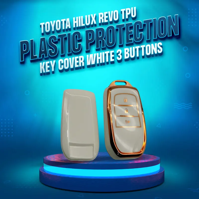 Toyota Hilux Revo/Rocco Tpu Key Cover White With Golden 3 Buttons 1
