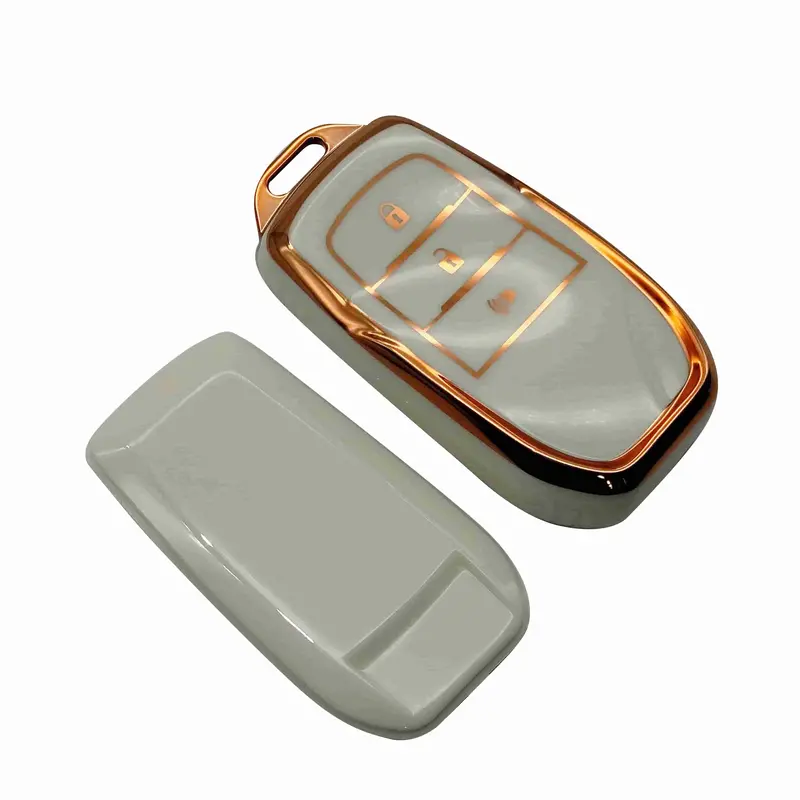 Toyota Hilux Revo/Rocco Tpu Key Cover White With Golden 3 Buttons 2