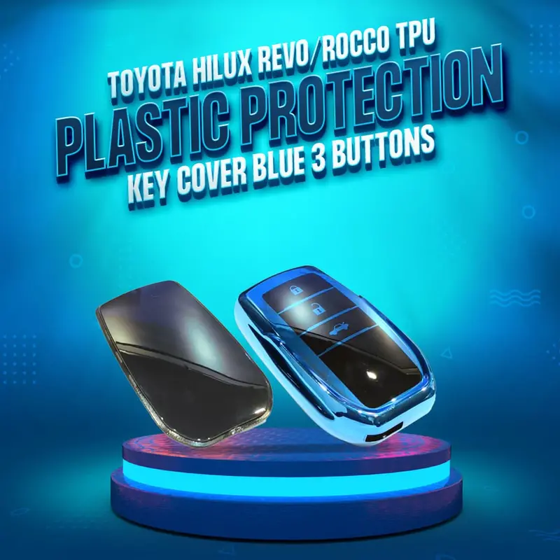 Toyota Hilux Revo/Rocco Tpu Plastic Protection Key Cover - Blue 3 Buttons 1