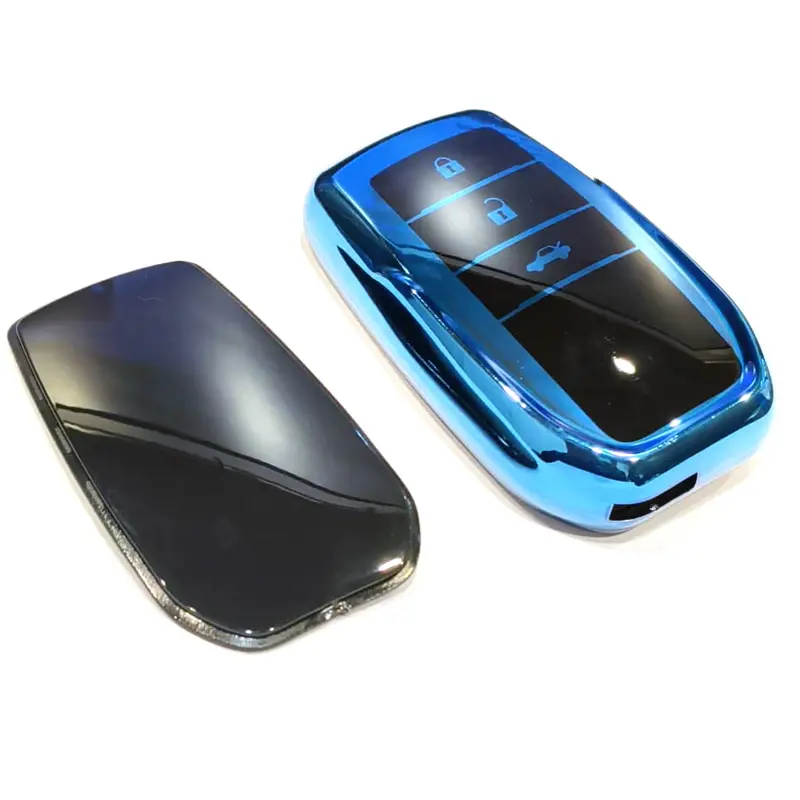 Toyota Hilux Revo/Rocco Tpu Plastic Protection Key Cover - Blue 3 Buttons 2