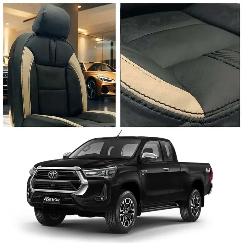 Toyota Hilux Revo/Rocco Type R Black Beige Seat Covers 2016-2025 1