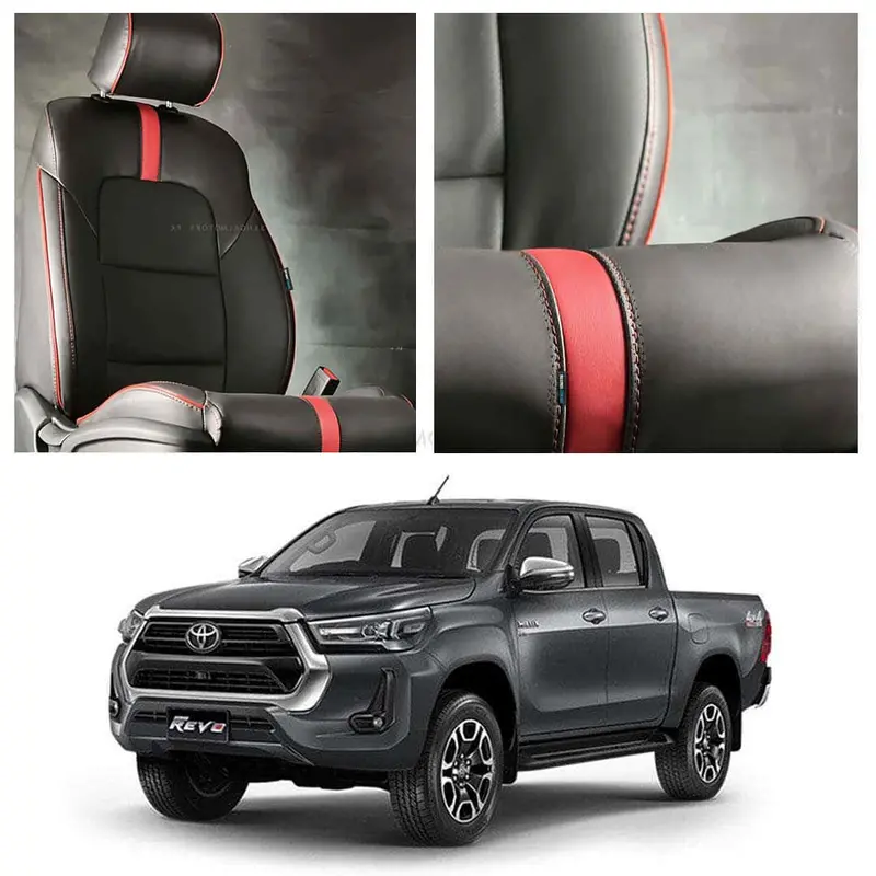 Toyota Hilux Revo/Rocco Type R Black Red Seat Covers 1