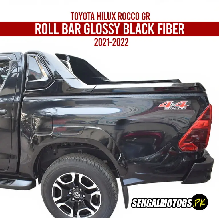 Toyota Hilux Rocco Gr Roll Bar Glossy Black Fiber 2020 - 2025 1