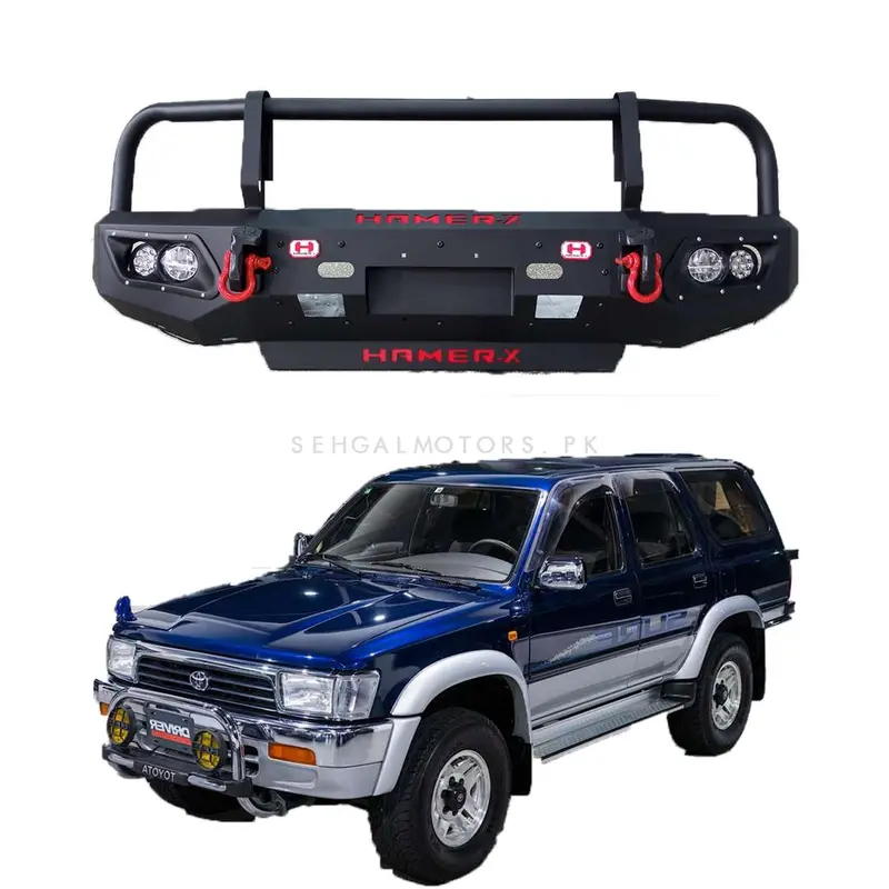 Toyota Hilux Surf Front Bumper Bull Bar With Double Fog Lamp Full - Model 1993-2005 1