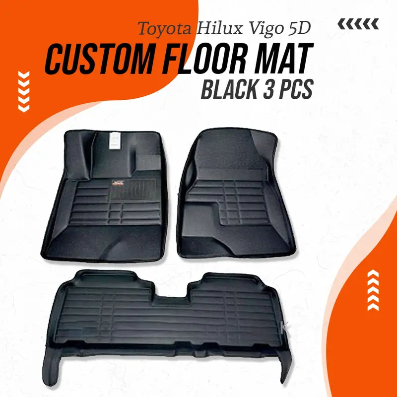 Toyota Hilux Vigo 5D Custom Floor Mat Black 3 Pcs 2005 - 2016 1