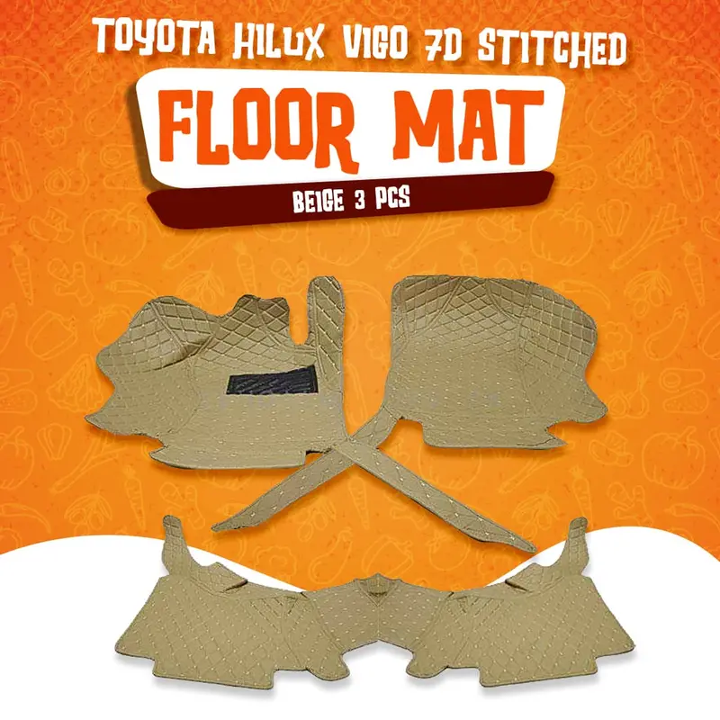Toyota Hilux Vigo 7D Floor Mats - Beige - 3 Pcs Set 2005 - 2016 1