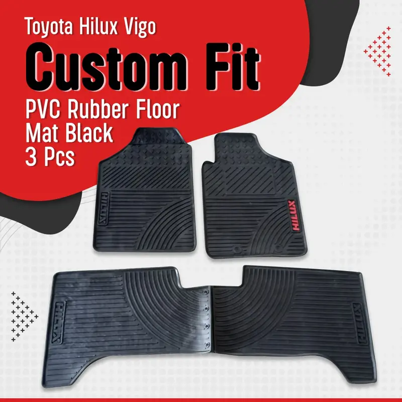 Toyota Hilux Vigo Custom Fit Pvc Rubber Floor Mat Black 3 Pcs 1