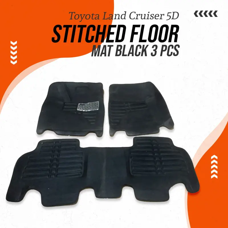 Toyota Land Cruiser 5D Stitched Floor Mat Black 3 Pcs 2015 - 2021 1