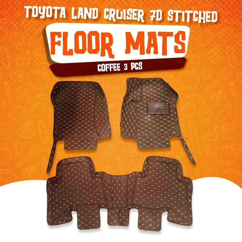 Toyota Land Cruiser 7D Floor Mats - Coffee - 3 Pcs Set 2015 - 2021 1