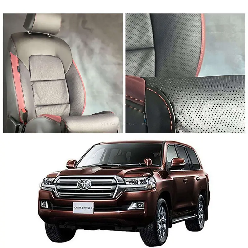 Toyota Land Cruiser Breathable Black Red Seat Covers 2015 - 2021 1