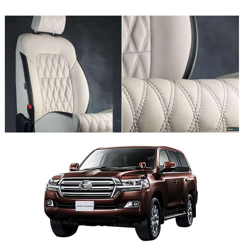Toyota Land Cruiser Diamond Cut Beige Black Seat Covers 2015 - 2021 1
