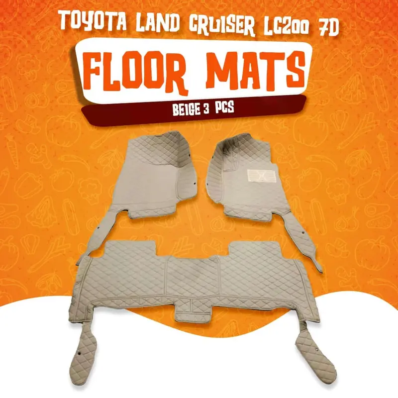 Toyota Land Cruiser Lc200 7D Floor Mats - Beige - 3 Pcs 2015 - 2024 1