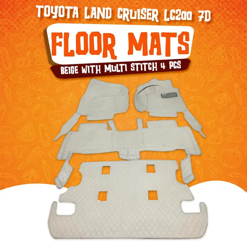 Toyota Land Cruiser Lc200 7D Floor Mats - Beige - 4 Pcs Set 2015 - 2021 1