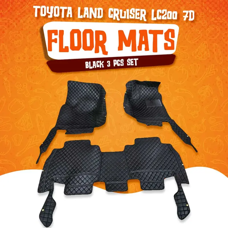 Toyota Land Cruiser Lc200 7D Floor Mats - Black 3 Pcs 2015 - 2021 1