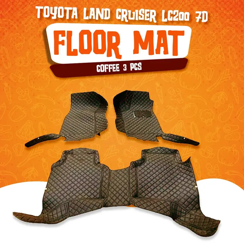 Toyota Land Cruiser Lc200 7D Floor Mats - Coffee 3 Pcs 2015 - 2021 1