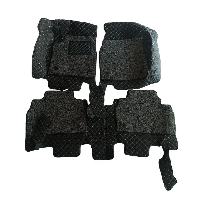 Toyota Land Cruiser Lc200 9D Floor Mats 3 Pcs 2016 - 2020 - Mix Thread Black With Grey Grass 2