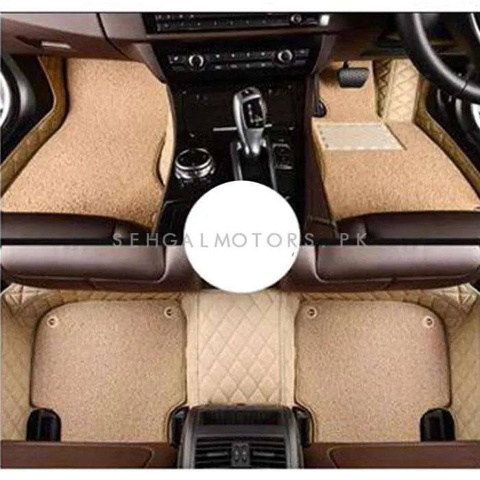 Toyota Land Cruiser Lc200 9D Floor Mats Grass 5 Pcs 2015 - 2021 - Beige With Beige Mix Thread 2