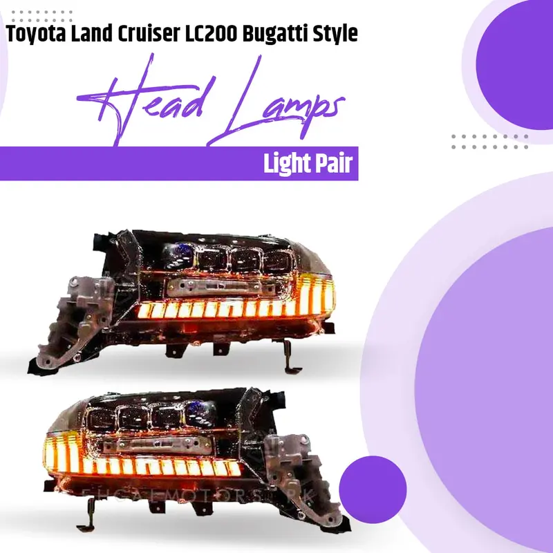 Toyota Land Cruiser Lc200 Bugatti Style Head Lamps Light Pair 2015 - 2024 - V8 Bugatti Head Light 1