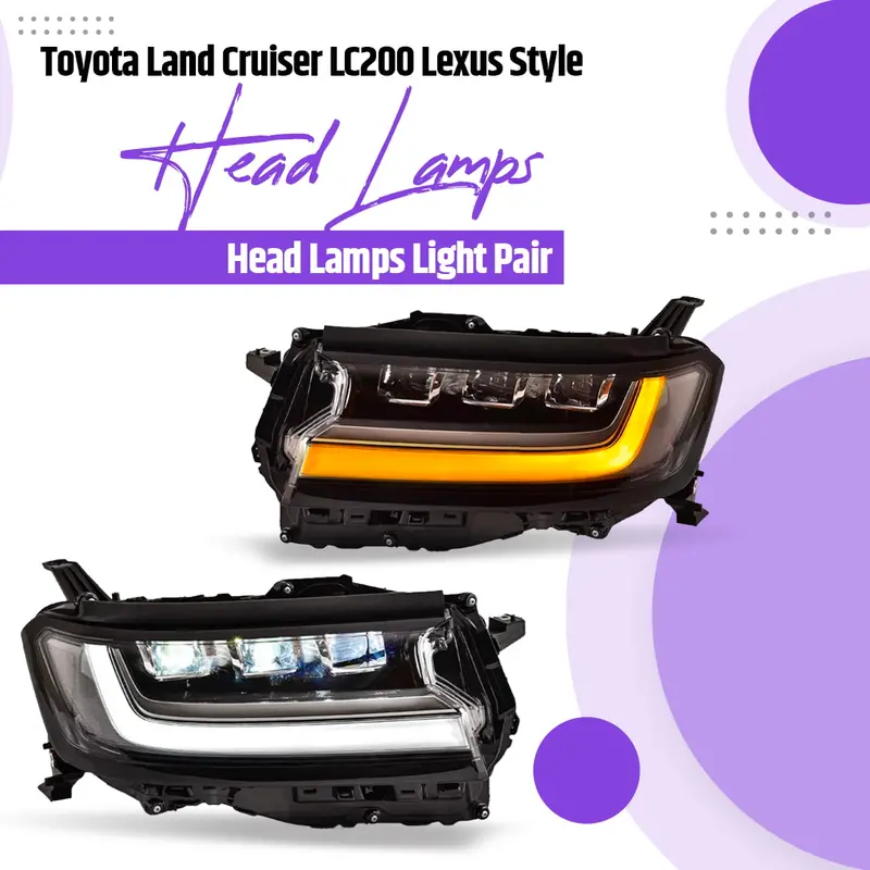 Toyota Land Cruiser Lc200 Lexus Style Head Lamps Light Pair 2015 - 2024 - V8 Lexus Head Light 1