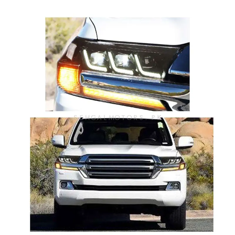 Toyota Land Cruiser Lc200 Lexus Style Head Lamps Light Pair 2015 - 2024 - V8 Lexus Head Light 2