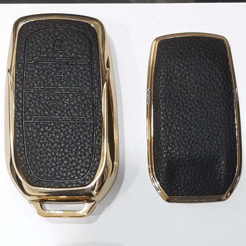 Toyota Land Cruiser Leather Tpu Car Key Cover (3 Button) Model 2019 (Black & Brown) 1