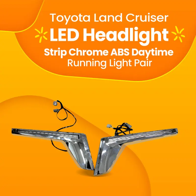 Toyota Land Cruiser Led Headlight Strip Chrome Abs Daytime Running 2015 - 2024 - Light Pair 1
