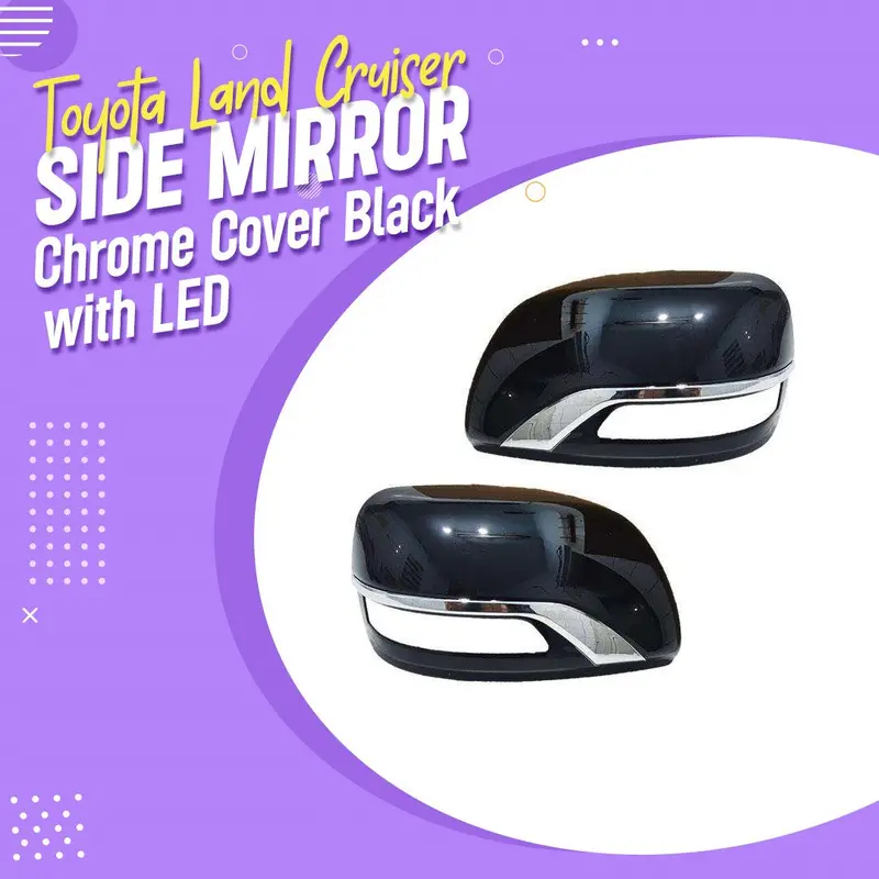 Toyota Land Cruiser Side Mirror Chrome Cover Black With Led 2015 - 2021 1