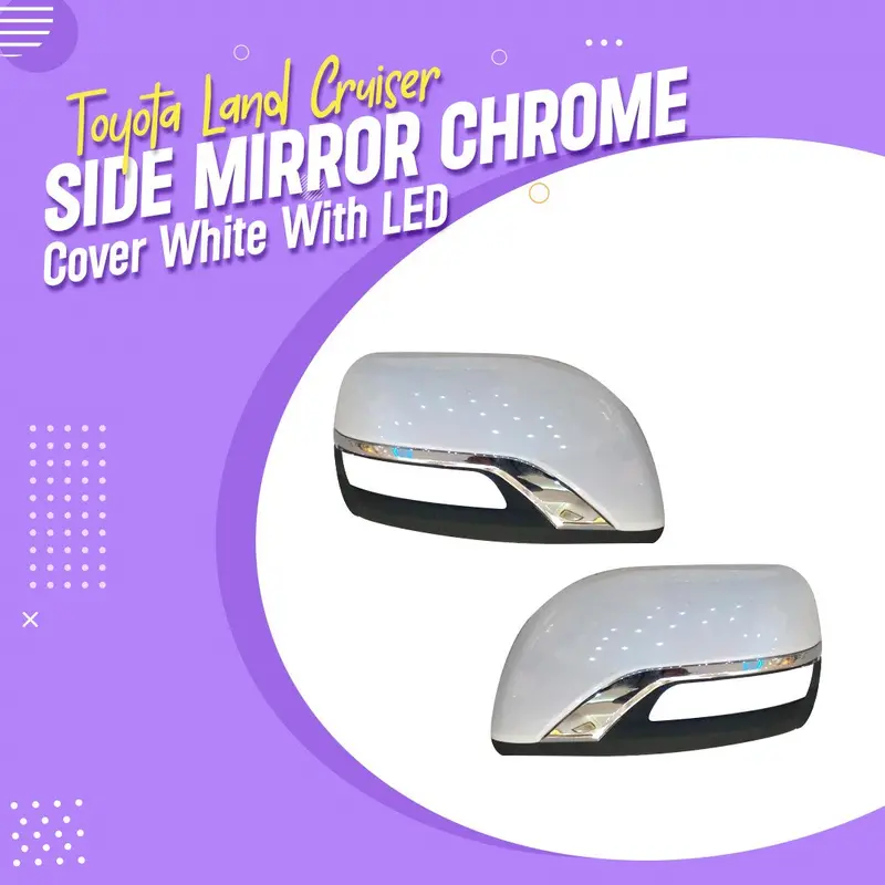 Toyota Land Cruiser Side Mirror Chrome Cover White 2015 - 2021 1