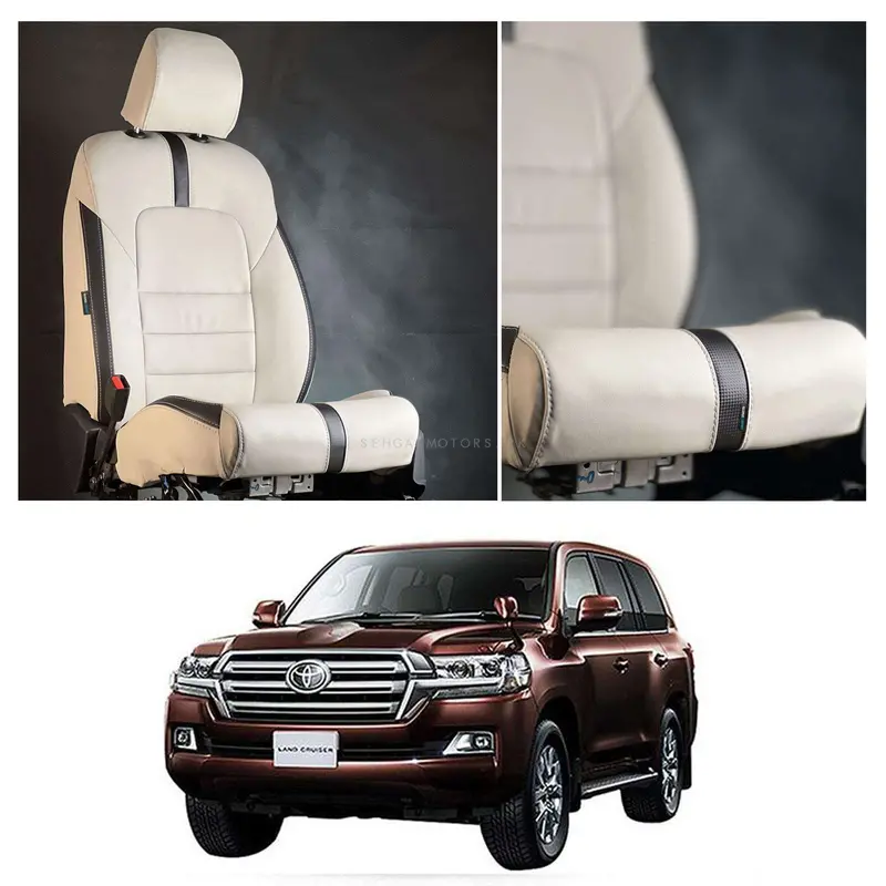 Toyota Land Cruiser Type R Beige Black Seat Covers 2015 - 2021 1