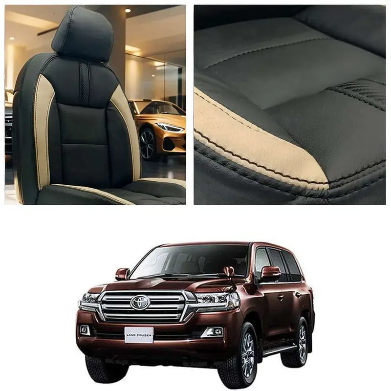 Toyota Land Cruiser Type R Black Beige Seat Covers 2015 - 2021 1